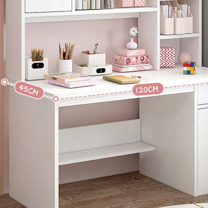 Białe loftowe biurko 120 cm z 7 półkami - nowoczesny skandynawski design