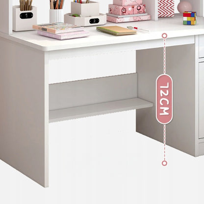 Białe loftowe biurko 120 cm z 7 półkami - nowoczesny skandynawski design