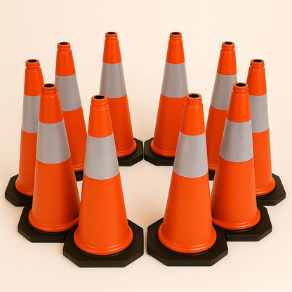 Zestaw 10 pachołków 75 cm – ostrzegawcze, wytrzymałe na warunki atmosferyczne, odblaskowe