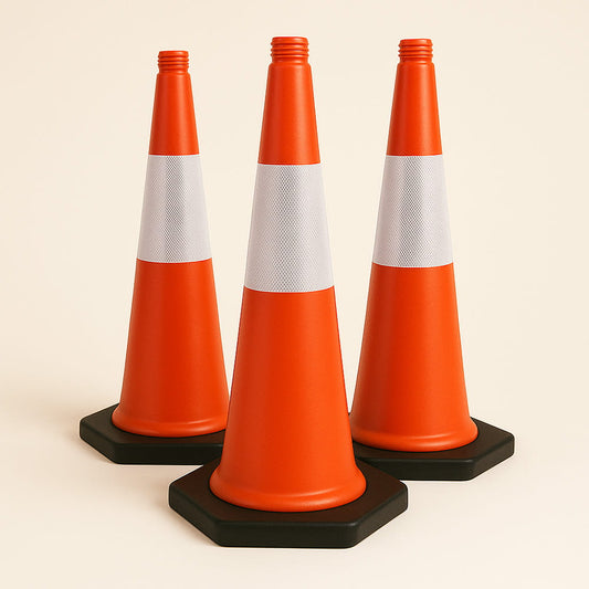 Zestaw 3 pachołków 75 cm – ostrzegawcze, wytrzymałe na warunki atmosferyczne, odblaskowe