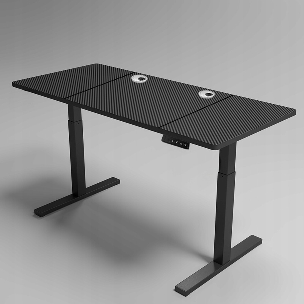 Ergonomiczne czarne biurko elektryczne 120 cm – regulowana wysokość 72–118 cm, sit-stand