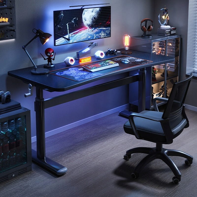 Dziecięce/regulowane biurko gamingowe 100×60 cm - czarny loftowy design