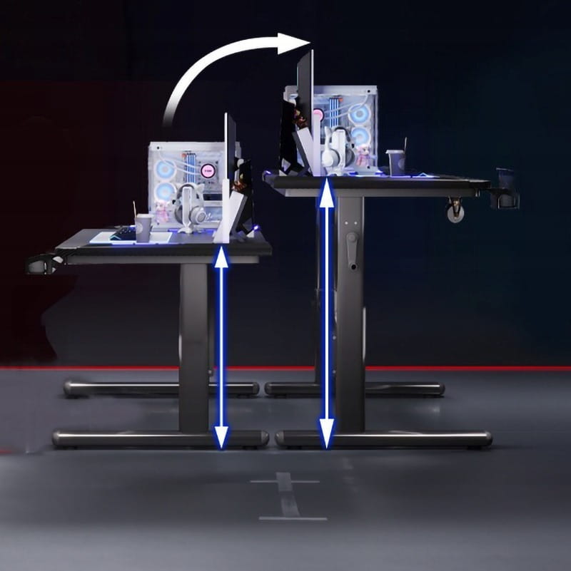 Dziecięce/regulowane biurko gamingowe 100×60 cm - czarny loftowy design