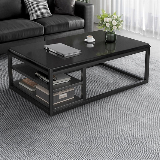 Nowoczesny stolik kawowy loft 120x60x46 cm – z półką do przechowywania, blat MDF, styl industrialny