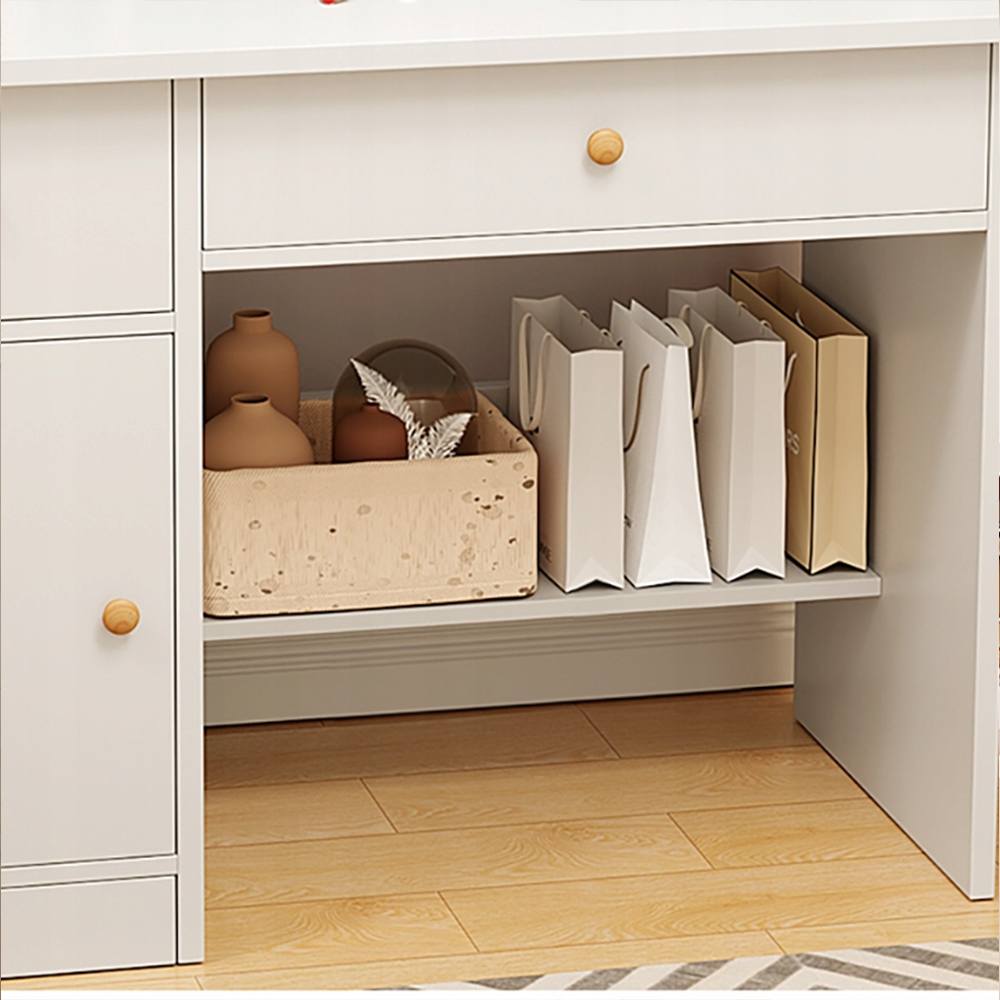 Biała toaletka z lustrem 100x50x119 cm – nowoczesna, przestronna i łatwa w montażu