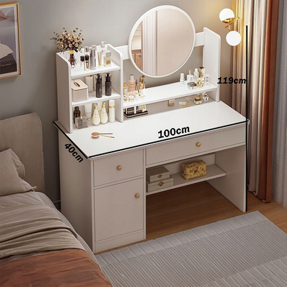 Biała toaletka z lustrem 100x50x119 cm – nowoczesna, przestronna i łatwa w montażu