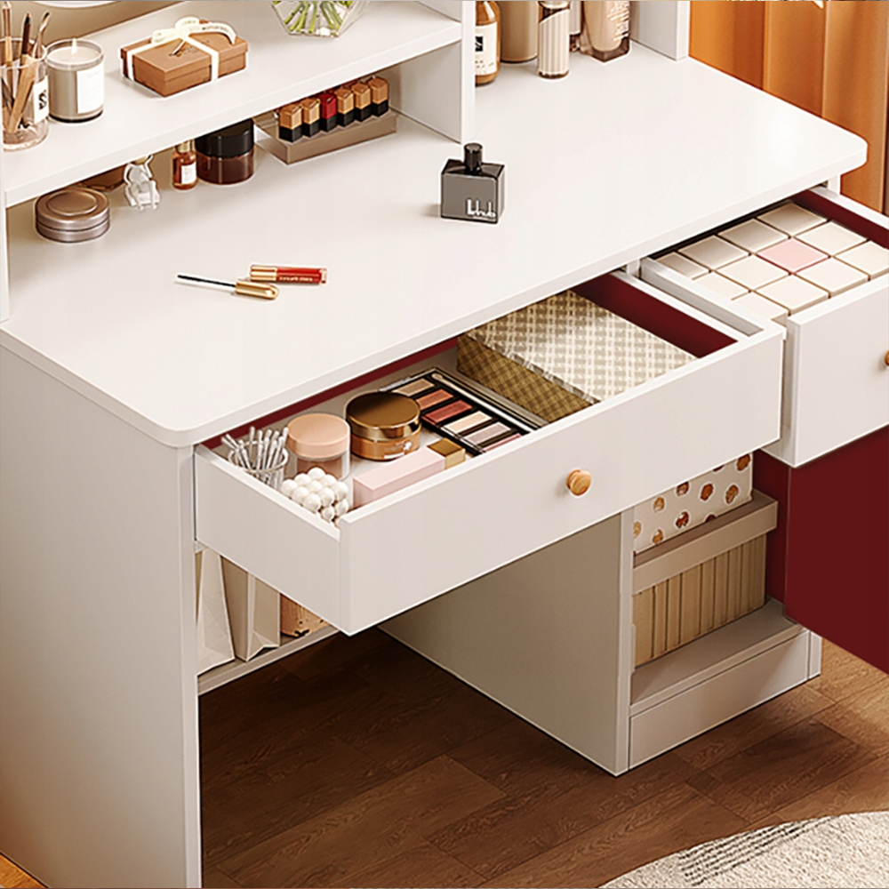 Biała toaletka z lustrem 100x50x119 cm – nowoczesna, przestronna i łatwa w montażu