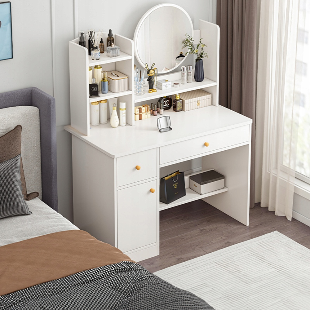 Biała toaletka z lustrem 100x50x119 cm – nowoczesna, przestronna i łatwa w montażu