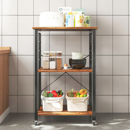 Mobilna szafka na kółkach 60×40×89 cm - wózek kuchenny loft rustykalny z 3 półkami