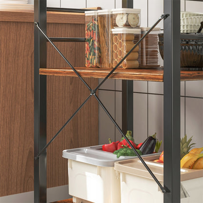 Mobilna szafka na kółkach 60×40×89 cm - wózek kuchenny loft rustykalny z 3 półkami