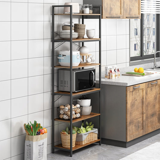 Regał industrialny 6 półek - brąz, 66×30×186 cm