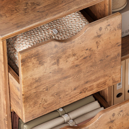 Rustykalna komoda 60x30x80 cm – 3 szuflady i schowek z drzwiami z lamelami