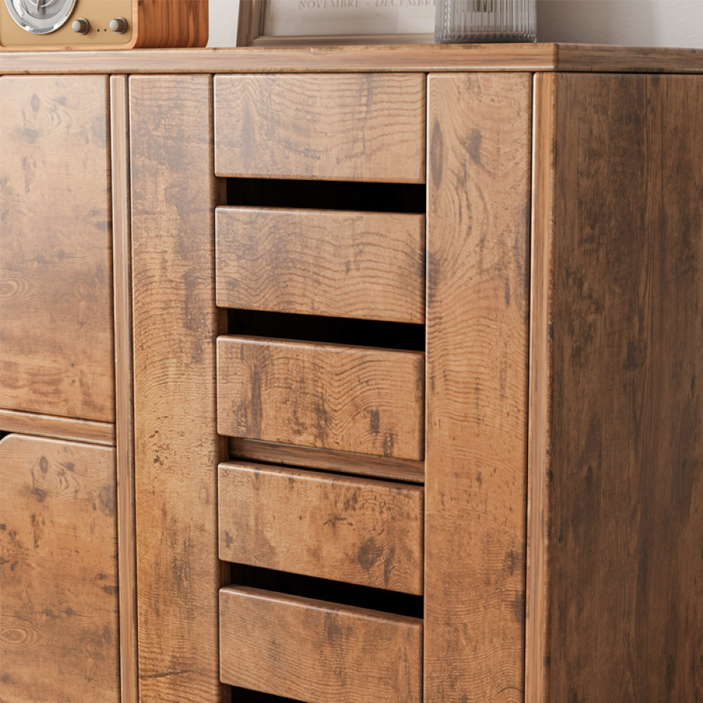 Rustykalna komoda 60x30x80 cm – 3 szuflady i schowek z drzwiami z lamelami