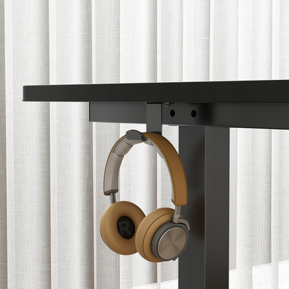 Czarne biurko z elektryczną regulacją wysokości 140x60 cm – ergonomiczne i nowoczesne