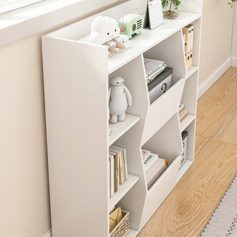 Nowoczesny regał z białej płyty MDF 106x104x30 cm – otwarte półki, minimalistyczny design