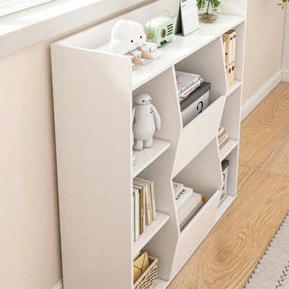 Nowoczesny regał z białej płyty MDF 106x104x30 cm – otwarte półki, minimalistyczny design