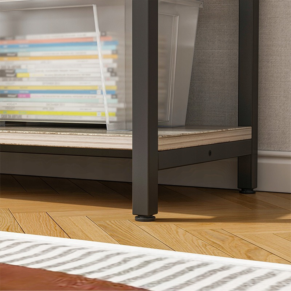 Regał industrialny z 8 półkami 132x74x35 cm – czarny i brązowy, nowoczesny loft