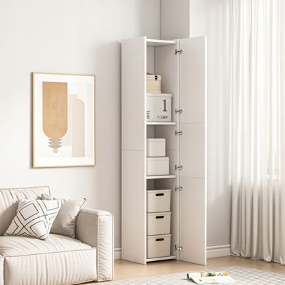 Biała szafka pionowa 170x30x30 cm – nowoczesna, 3 przegrody, funkcjonalny design