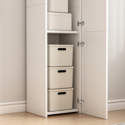 Biała szafka pionowa 170x30x30 cm – nowoczesna, 3 przegrody, funkcjonalny design