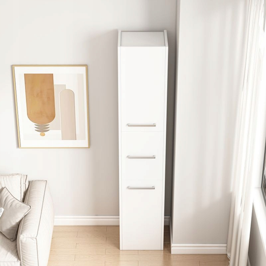 Biała szafka pionowa 170x30x30 cm – nowoczesna, 3 przegrody, funkcjonalny design