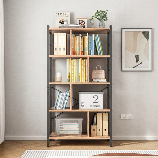 Industrialna biblioteka 154,5 cm – loft, brązowa rustykalna, drabinka, metalowa rama
