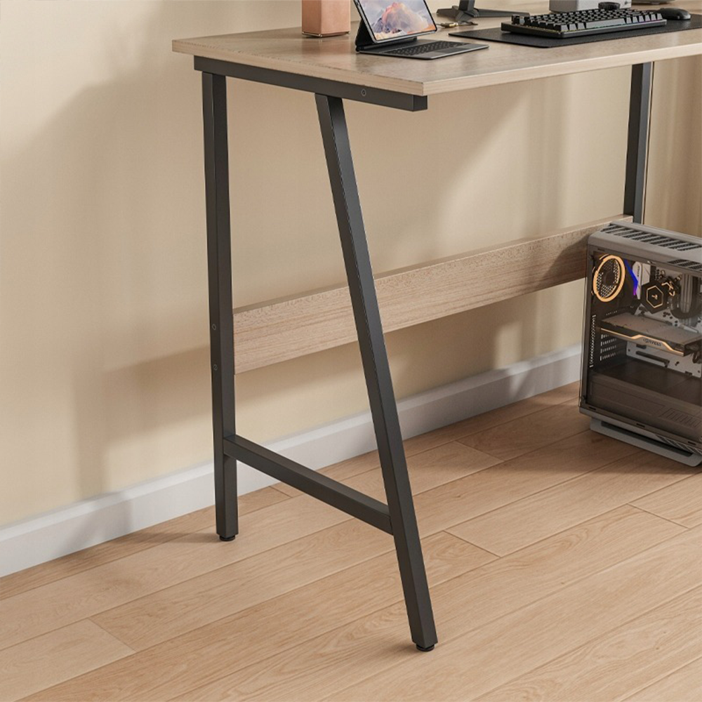 Biurko z jasnego dębu 100x50 cm – metalowa rama, styl industrialny, kompaktowe