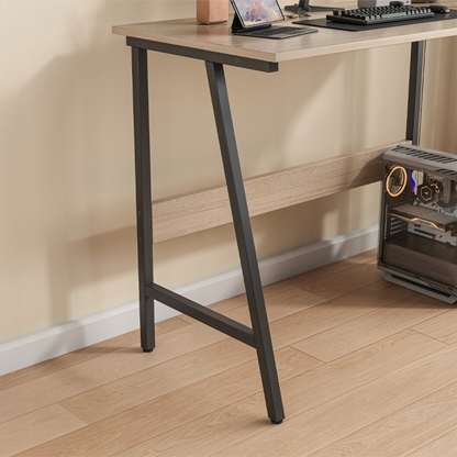 Biurko z jasnego dębu 100x50 cm – metalowa rama, styl industrialny, kompaktowe