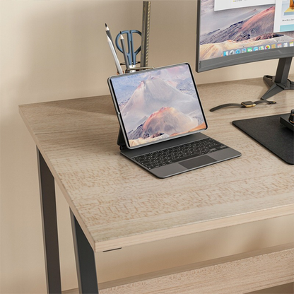 Biurko z jasnego dębu 100x50 cm – metalowa rama, styl industrialny, kompaktowe