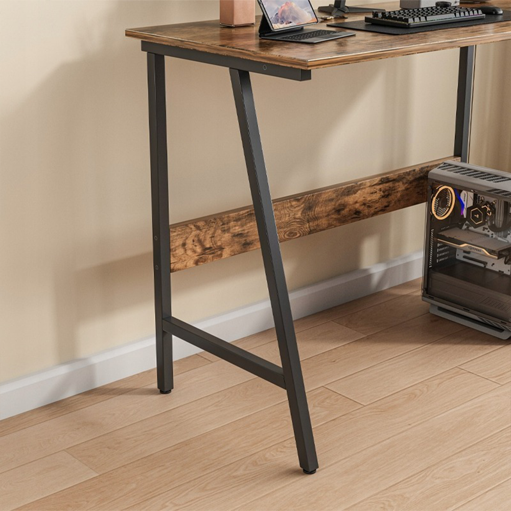 Biurko loft industrialne 100x50 cm – blat rustykalny, czarna metalowa rama