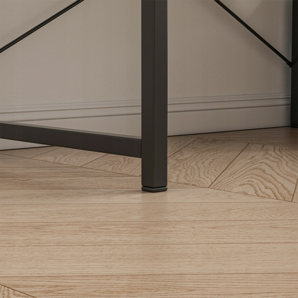 Loftowe biurko komputerowe czarne 119,5 cm - nowoczesne, z regałem/półkami, styl industrialny