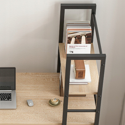 Studenckie biurko z regałem 120 cm - nowoczesne, jasno brązowe, MDF + metal