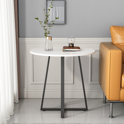 Okrągły stolik kawowy loft 80 cm – biały stolik industrialny o stabilnej metalowej konstrukcji