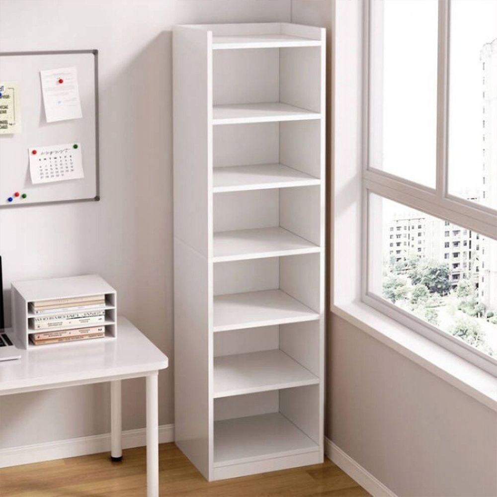 Minimalistyczny regał biały 180x40x30 cm – szafka z 7 półkami na książki