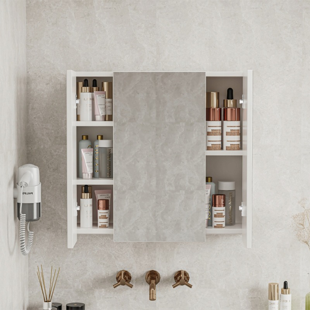 Szafka łazienkowa wisząca 60 cm – z potrójnym lustrem, nowoczesna i praktyczna, biała