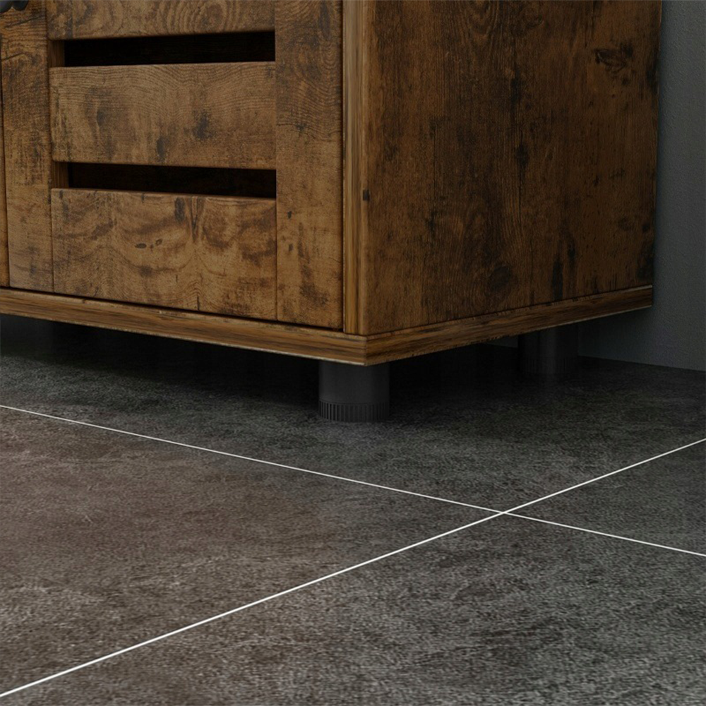 Brązowa szafka łazienkowa 60 cm – rustykalna, z drzwiami i półkami