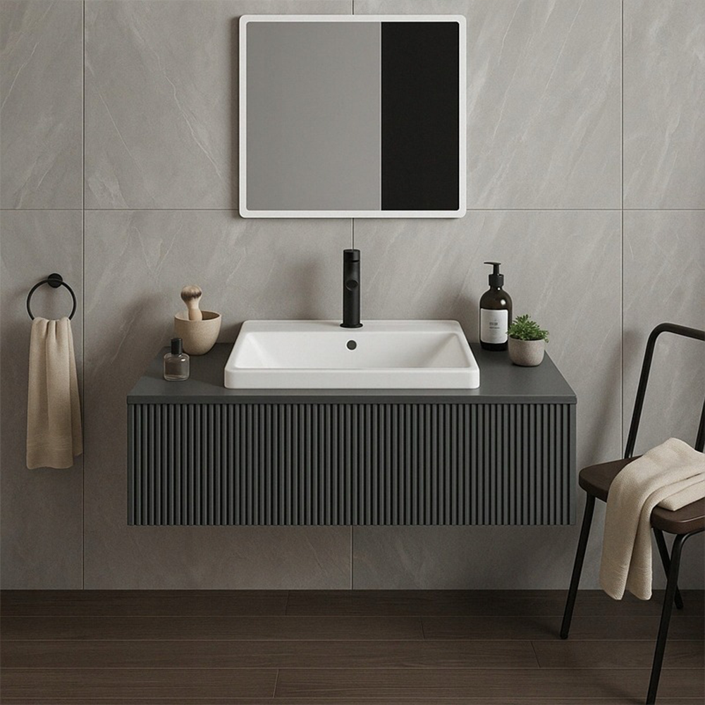 Biała umywalka ceramiczna 52x41 cm – prostokątna, wpuszczana w blat