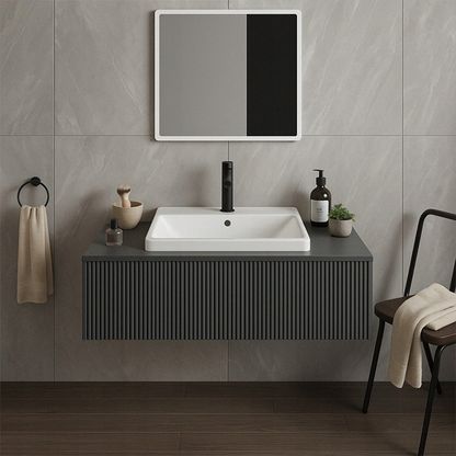 Biała umywalka ceramiczna 52x41 cm – prostokątna, wpuszczana w blat