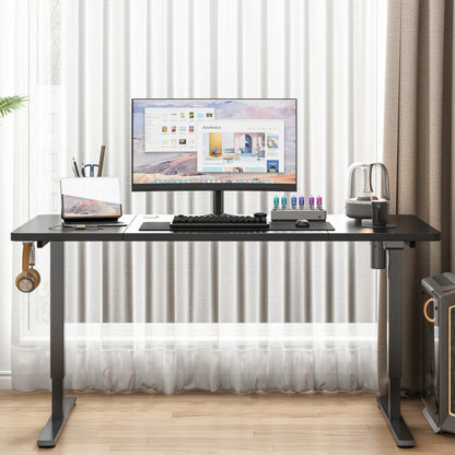 Elektryczne biurko 160×80 cm - czarne, biurko sit-stand, regulowana wysokość 72-118 cm
