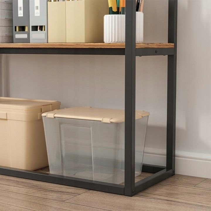 Regał industrialny loft 90 × 90 × 33,5 cm - drewniany, 2 półki, rustykalny brązowy