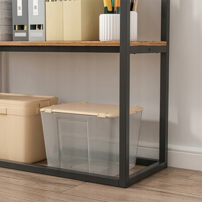 Regał industrialny loft 90 × 90 × 33,5 cm - drewniany, 2 półki, rustykalny brązowy