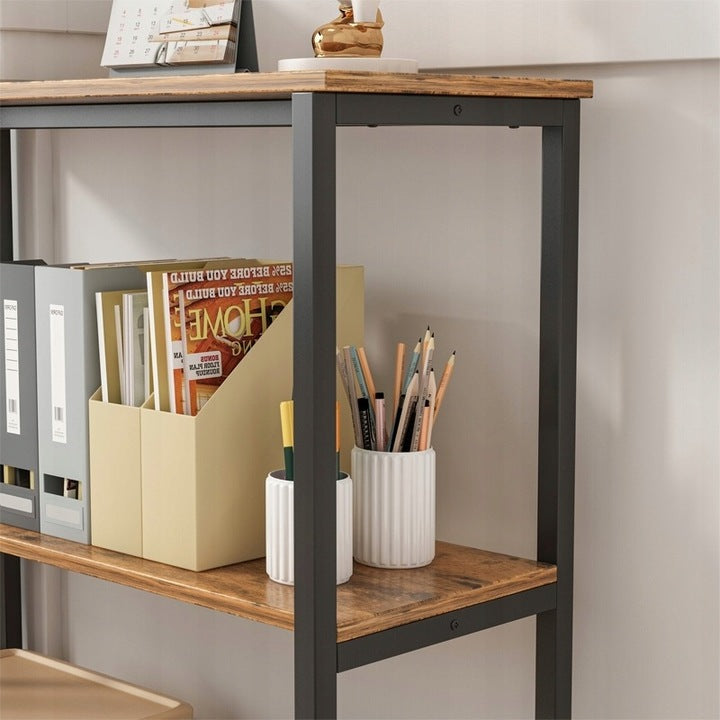 Regał industrialny loft 90 × 90 × 33,5 cm - drewniany, 2 półki, rustykalny brązowy