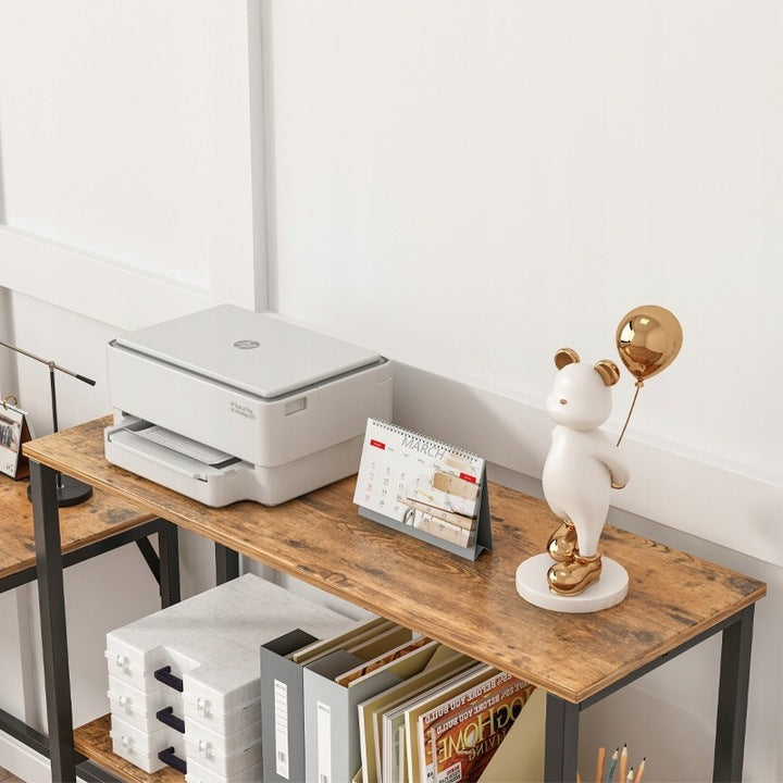 Regał industrialny loft 90 × 90 × 33,5 cm - drewniany, 2 półki, rustykalny brązowy