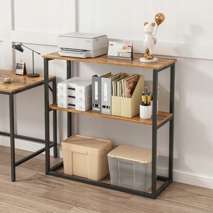 Regał industrialny loft 90 × 90 × 33,5 cm - drewniany, 2 półki, rustykalny brązowy