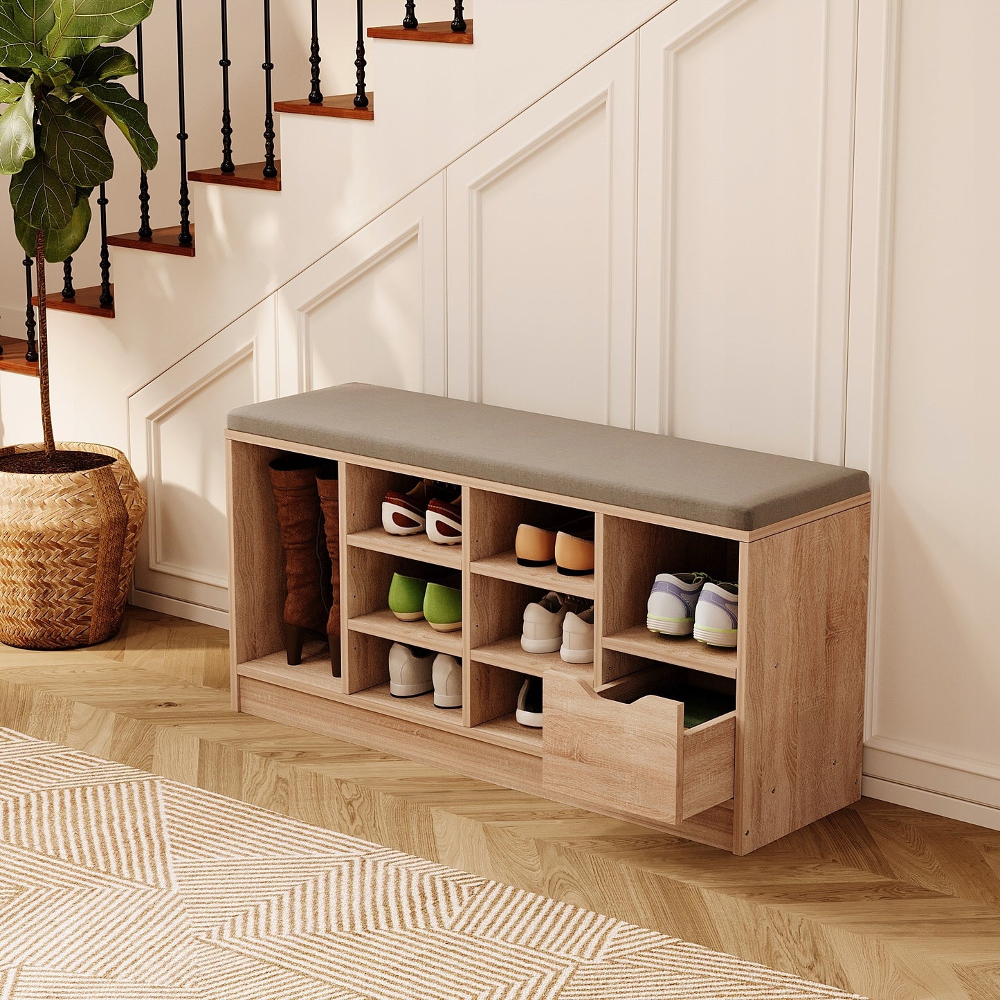 Szafka na buty z siedziskiem loft sonoma - 100cm