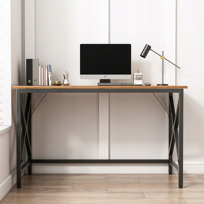 Biurko komputerowe industrialne stolik rustykalny brąz metalowa rama loft