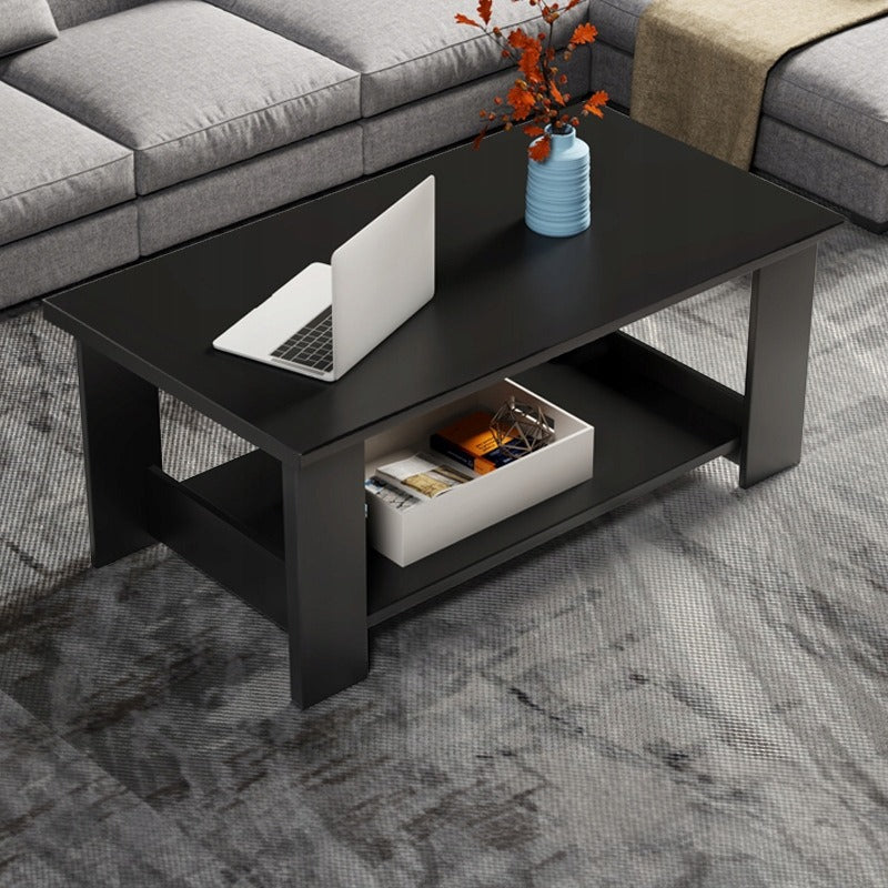 Stolik kawowy w stylu loft, drewniany - ława z półką - 100cm