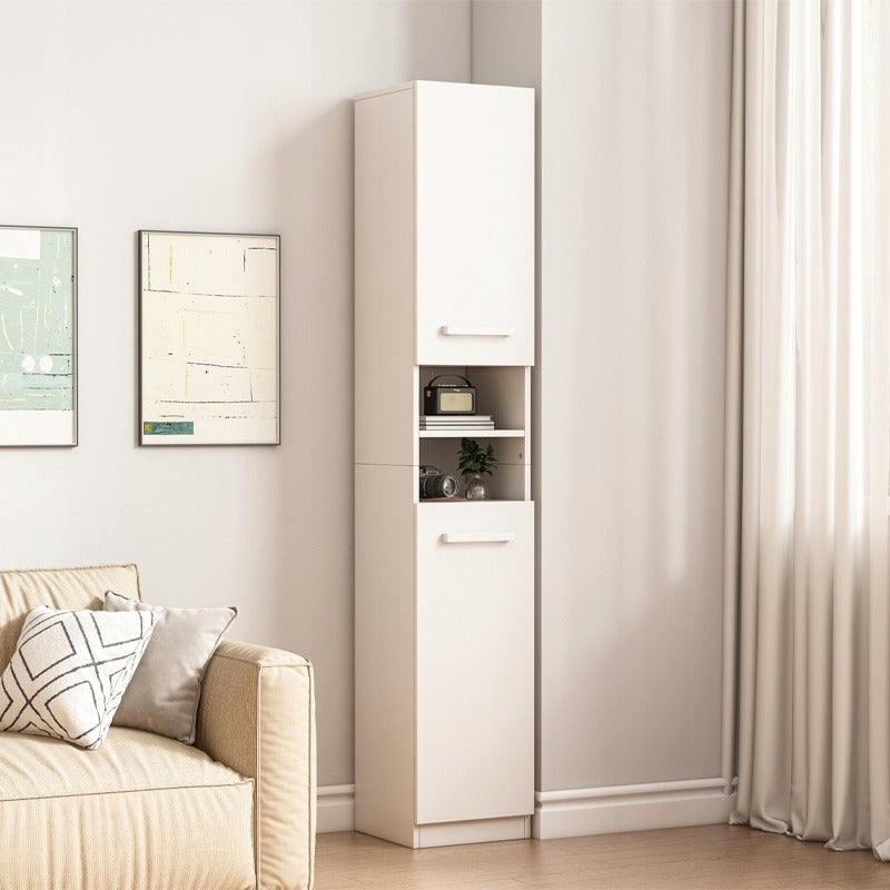 Nowoczesna biała szafa z kolumną – 180 x 32 x 30 cm, wszechstronna półka z płyty MDF