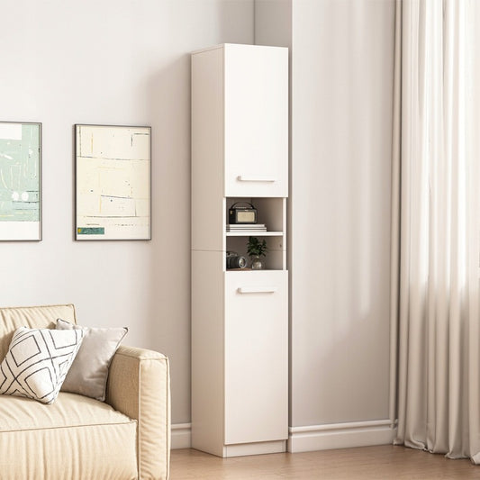 Nowoczesna biała szafa z kolumną – 180 x 32 x 30 cm, wszechstronna półka z płyty MDF