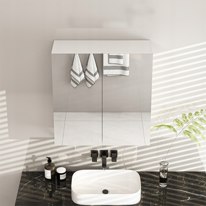 Szafka łazienkowa 60x60x22 cm z lustrem – biała, 2 drzwi, nowoczesny design