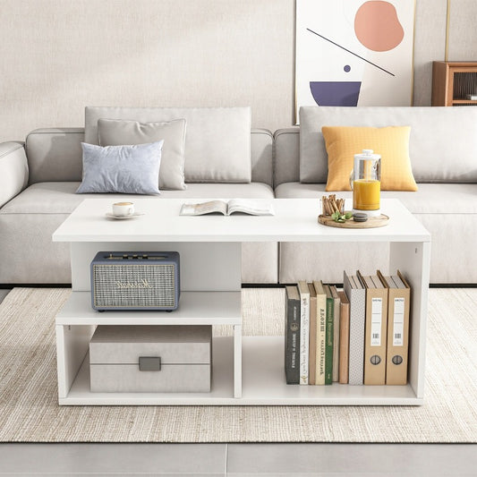 Biały stolik kawowy z półką 90x51x43 cm – nowoczesny i funkcjonalny design